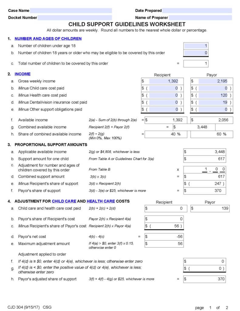 Error In Child Support Guidelines Worksheet Published By The Court |  Infinity Law Group LLC